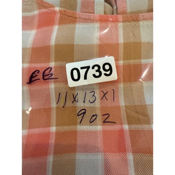 Lauren Conrad Womens Pink & Orange Plaid Bell Sleeve Blouse With Back Slit - Picture 15 of 15